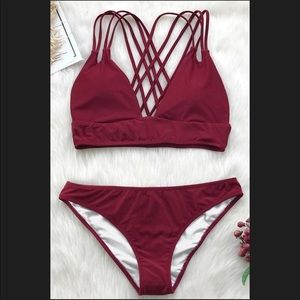 NWOT Cupshe SET “Get Strappy” Red Two-Piece Bikini